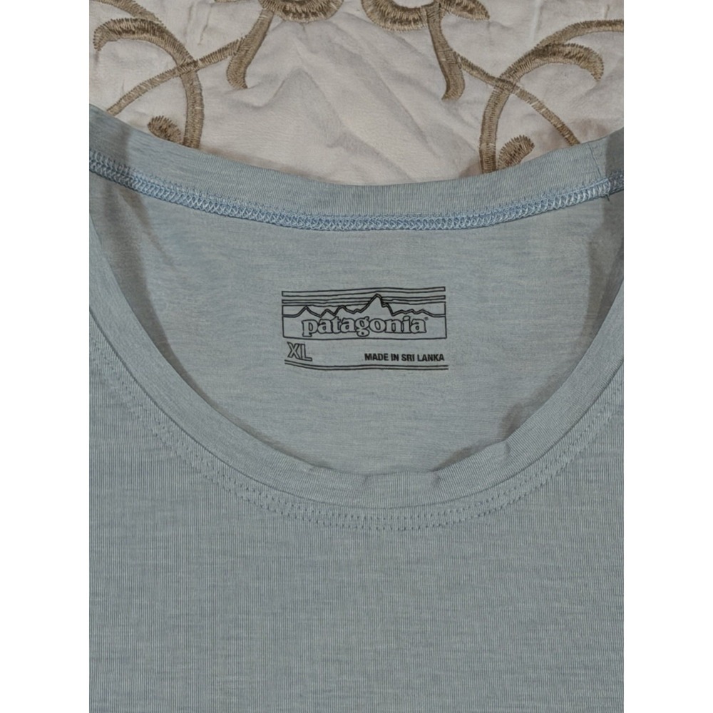 Patagonia Womens XL Cap Sleeve T Shirt Blue Tencel Lyocell Stretch Worn Wear